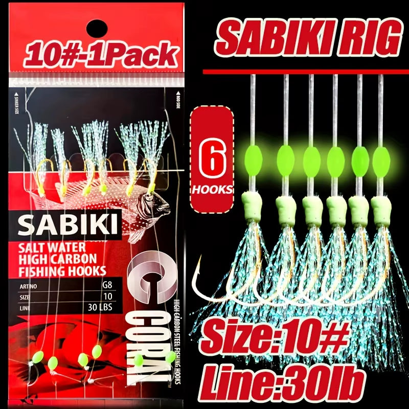 1-5 Packs Sabiki Fishing Rigs – Luminous Bait Rigs with High Carbon Hooks for Freshwater & Saltwater