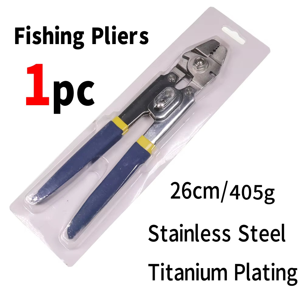 Stainless Steel Saltwater Fishing Pliers – Multifunction Wire Cutter & Hook Tying Tool with Crimp Tubes + Free Box