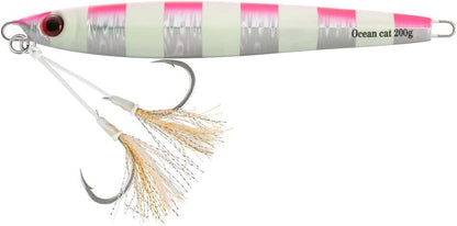 1PC Slow Fall Pitch Fishing Lure – Sinking Lead Metal Flat Jig with Hook for Saltwater Fishing, 4 Colors, 160g/200g