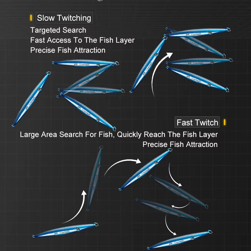 J104 Streamlined Pencil Metal Jig – 150g/200g/250g/300g/400g Super Gangster Stick II Deep Sea Jigging Lure
