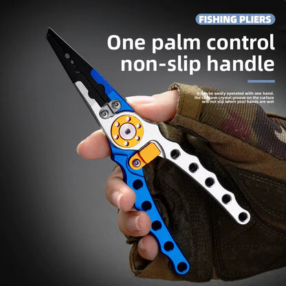 Aluminum Alloy Fishing Pliers – Saltwater Multitool with Hook Remover, Line Cutter & Split Ring Tool