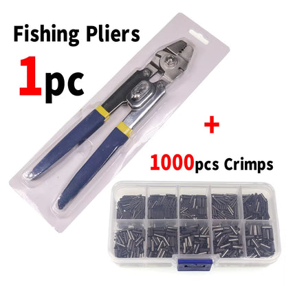 Stainless Steel Saltwater Fishing Pliers – Multifunction Wire Cutter & Hook Tying Tool with Crimp Tubes + Free Box