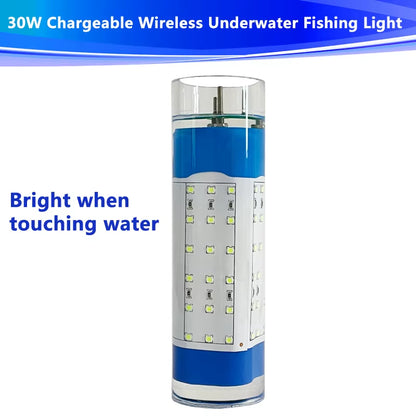 30W/50W Rechargeable Wireless LED Underwater Fishing Light – Green/White for Saltwater