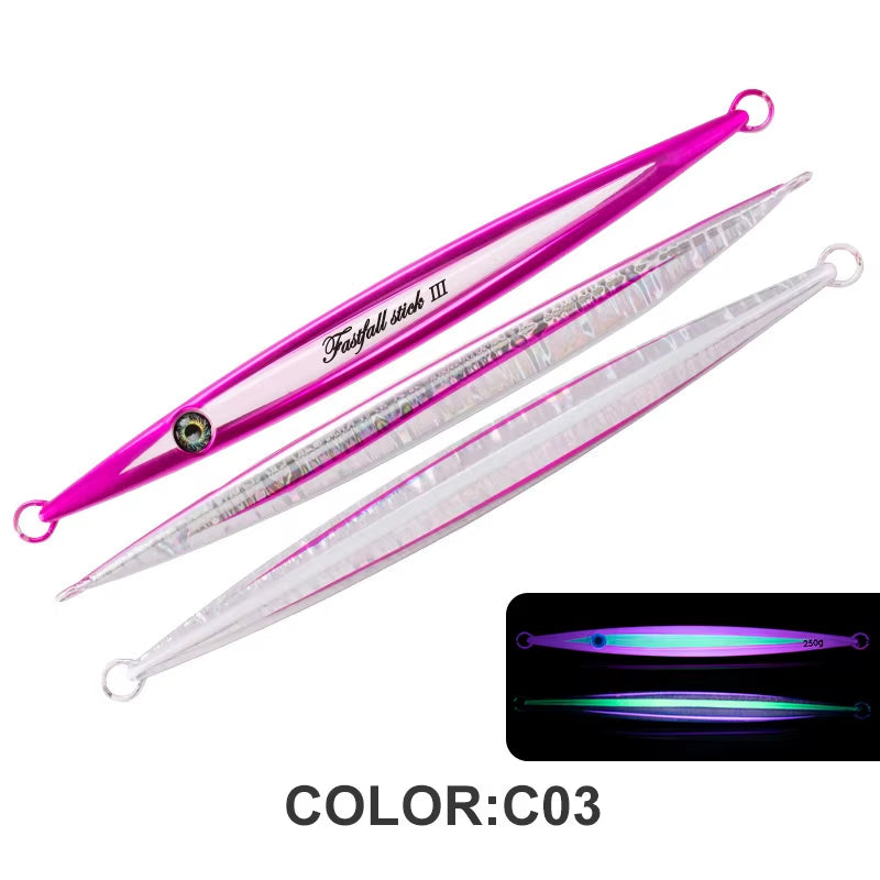 J104 Streamlined Pencil Metal Jig – 150g/200g/250g/300g/400g Super Gangster Stick II Deep Sea Jigging Lure