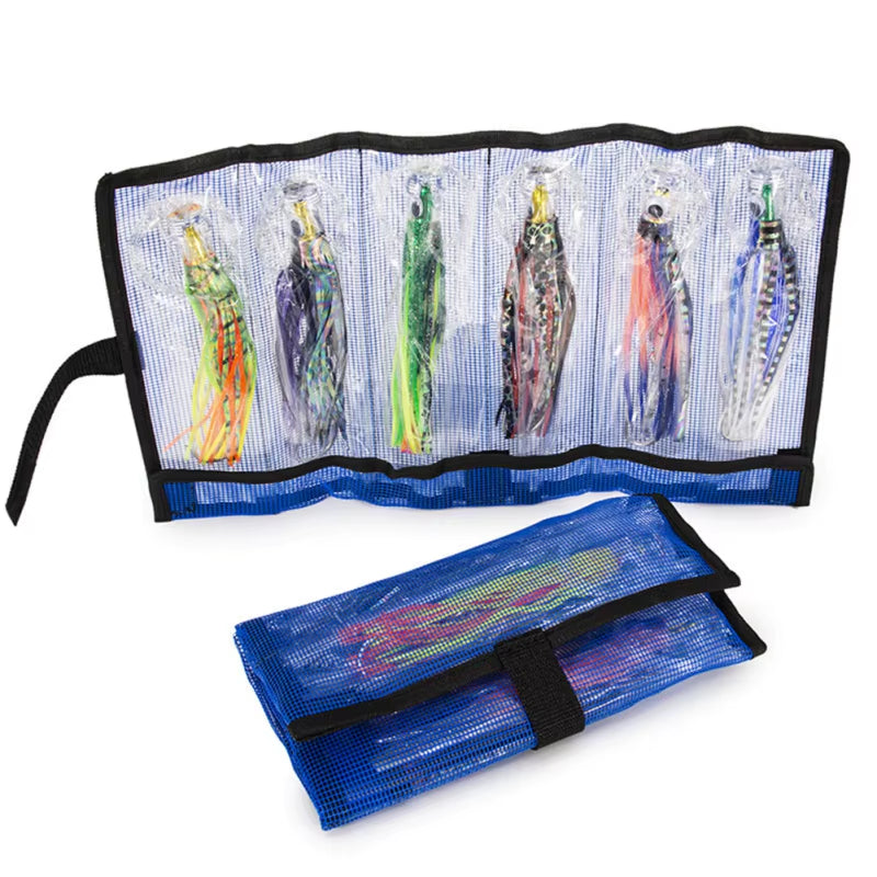 6PCS Fishing Lures 6.5” Silicone Skirt Trolling Baits for Marlin, Tuna, Mahi, Octopus, Squid – Big Game High Carbon Steel Lures