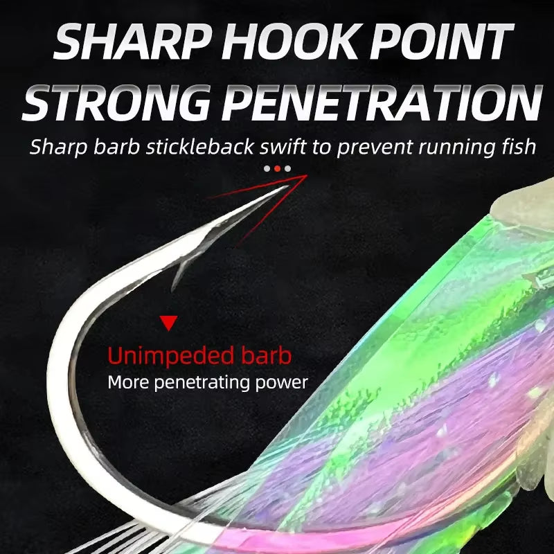 5-Hook Sabiki Rigs – Glow-in-the-Dark Saltwater Bait Rigs with Real Fish Skin for Mackerel and Other Game Fish