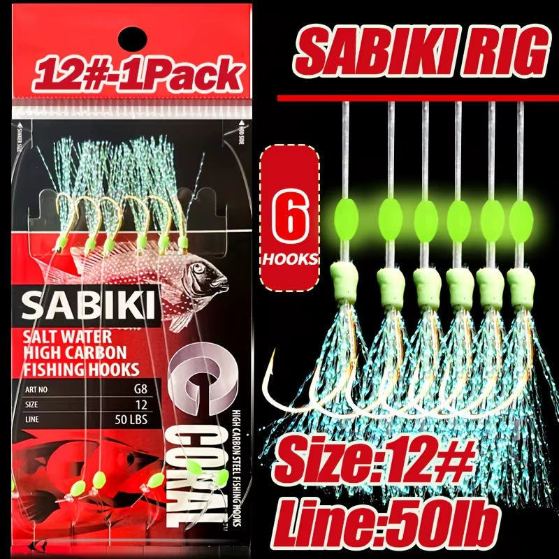 1-5 Packs Sabiki Fishing Rigs – Luminous Bait Rigs with High Carbon Hooks for Freshwater & Saltwater