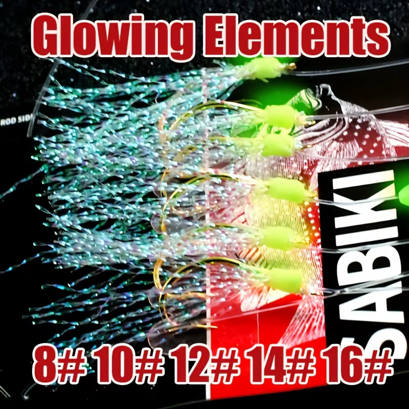 1-5 Packs Sabiki Fishing Rigs – Luminous Bait Rigs with High Carbon Hooks for Freshwater & Saltwater