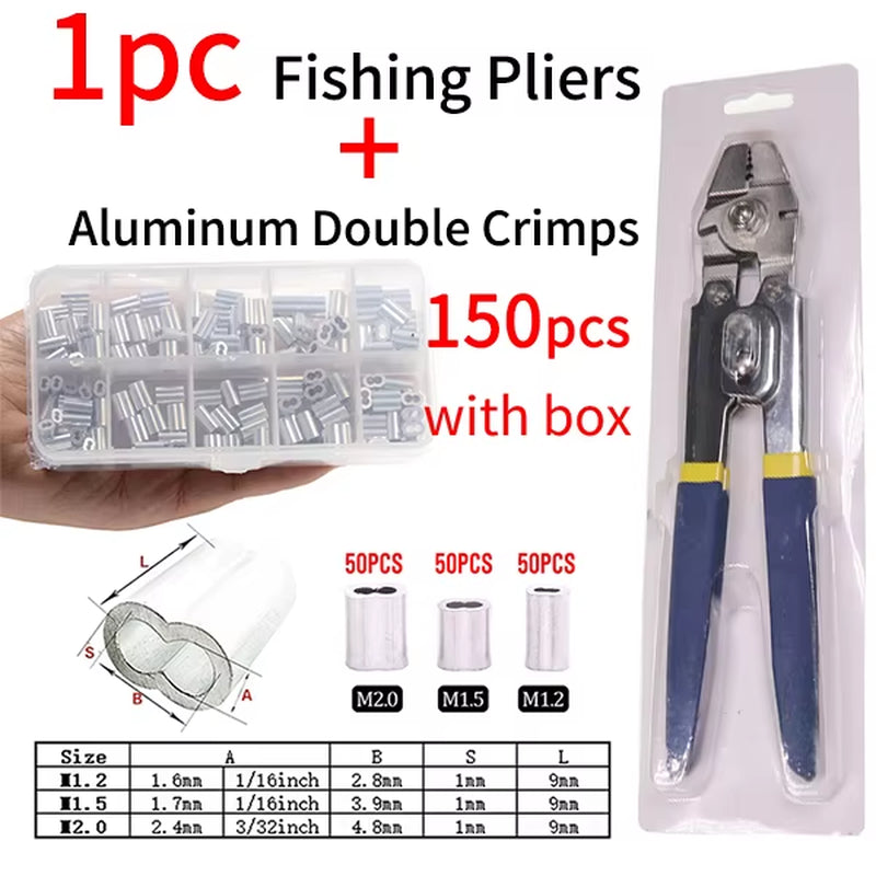 Stainless Steel Saltwater Fishing Pliers – Multifunction Wire Cutter & Hook Tying Tool with Crimp Tubes + Free Box