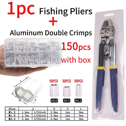 Stainless Steel Saltwater Fishing Pliers – Multifunction Wire Cutter & Hook Tying Tool with Crimp Tubes + Free Box