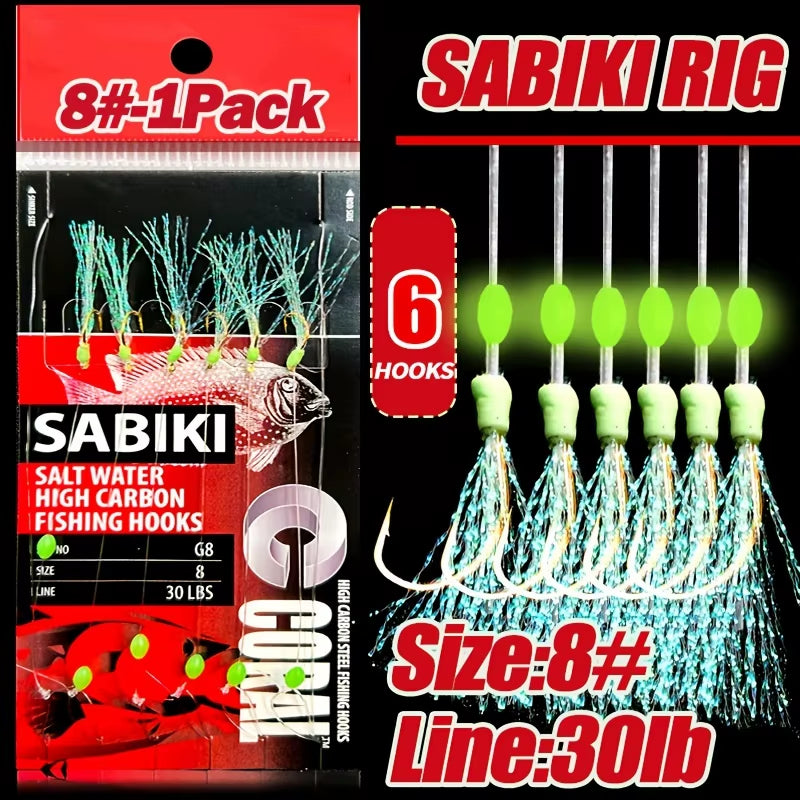 1-5 Packs Sabiki Fishing Rigs – Luminous Bait Rigs with High Carbon Hooks for Freshwater & Saltwater