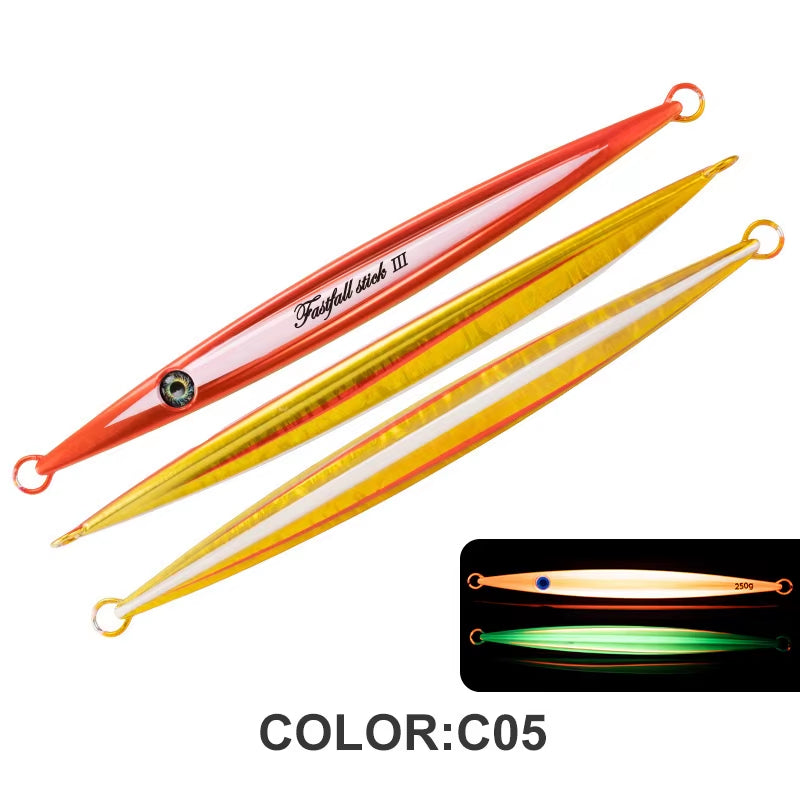 J104 Streamlined Pencil Metal Jig – 150g/200g/250g/300g/400g Super Gangster Stick II Deep Sea Jigging Lure